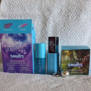 NEW~ Fenty Beauty Smurfs Collection Gloss Bomb Set & 2 Pc Mushroom Sponge